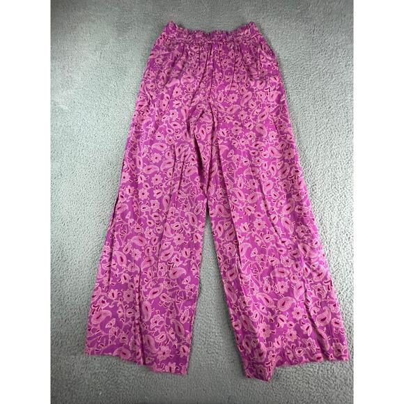 Knox Rose Pants Womens Small Pink Paisley Wide Leg Casual Elastic Drawstring NWT - Picture 7 of 9